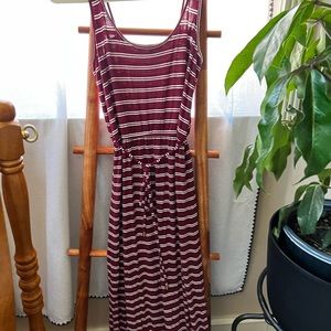 Striped Burgundy Maxi Dress